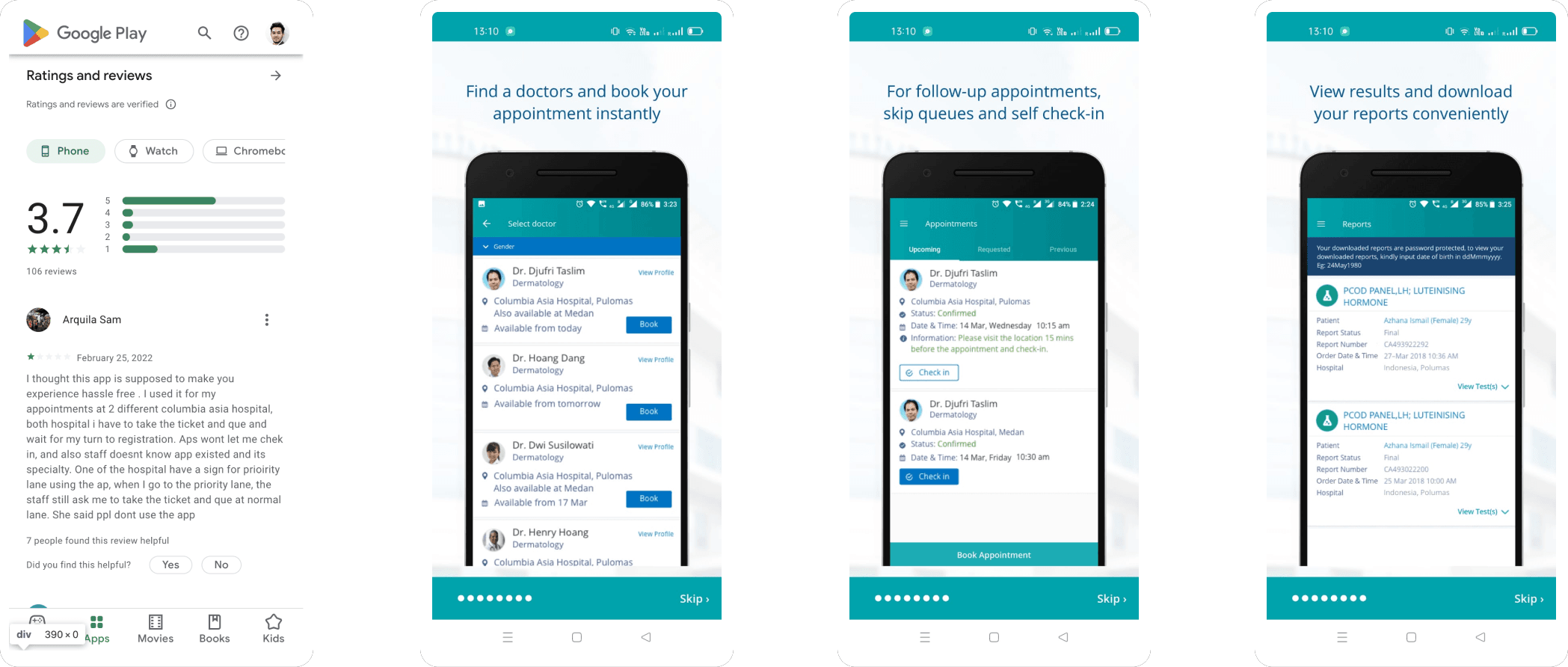 Existing Columbia Asia patient app analysis