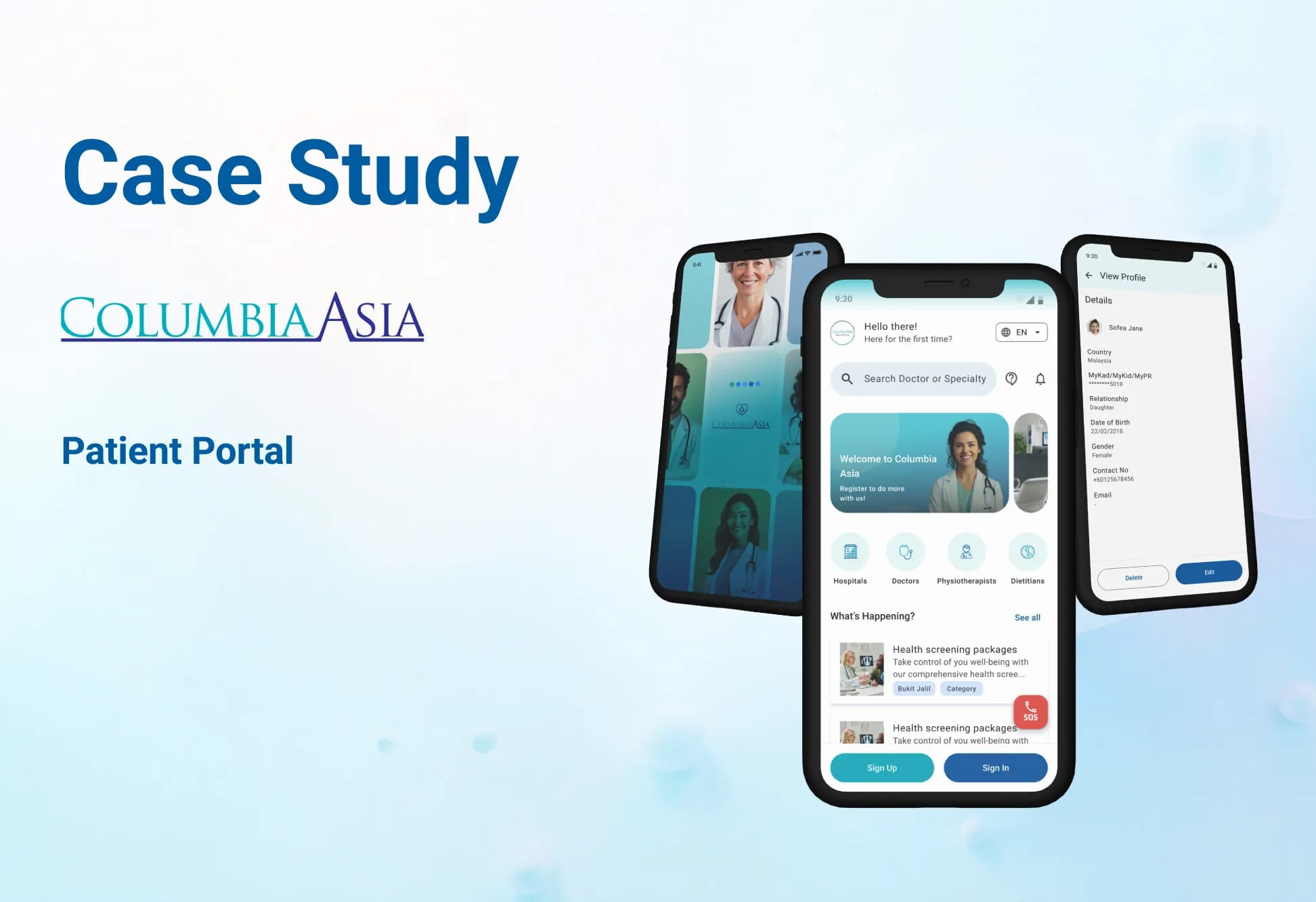 Columbia Asia patient portal case study heading